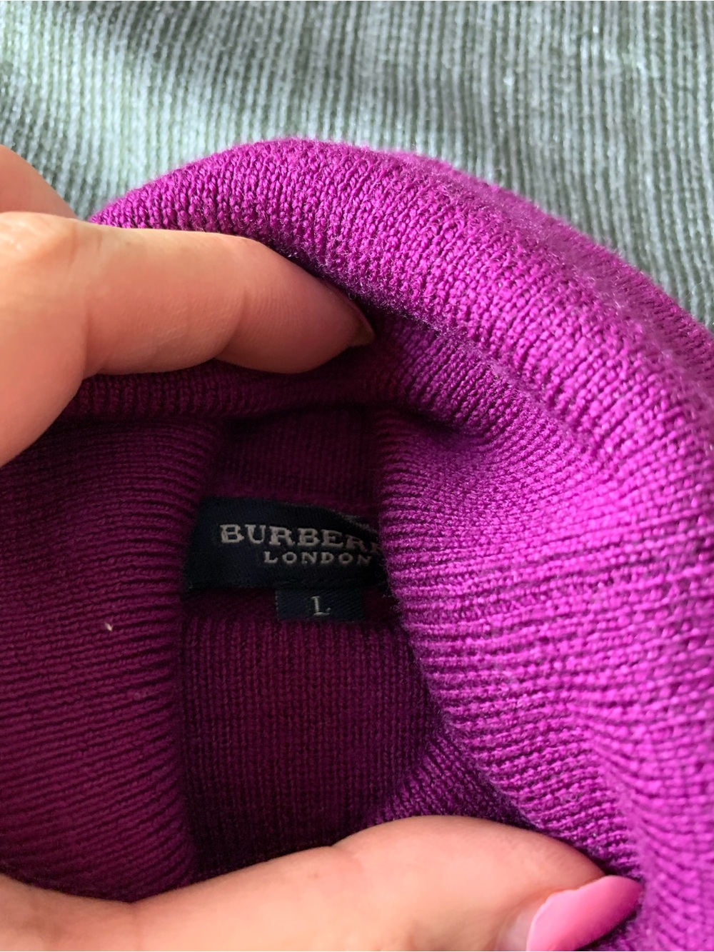 Burberry Merino Wool Turtleneck Sweater Fuchsia Purple Large - Picture 7 of 12